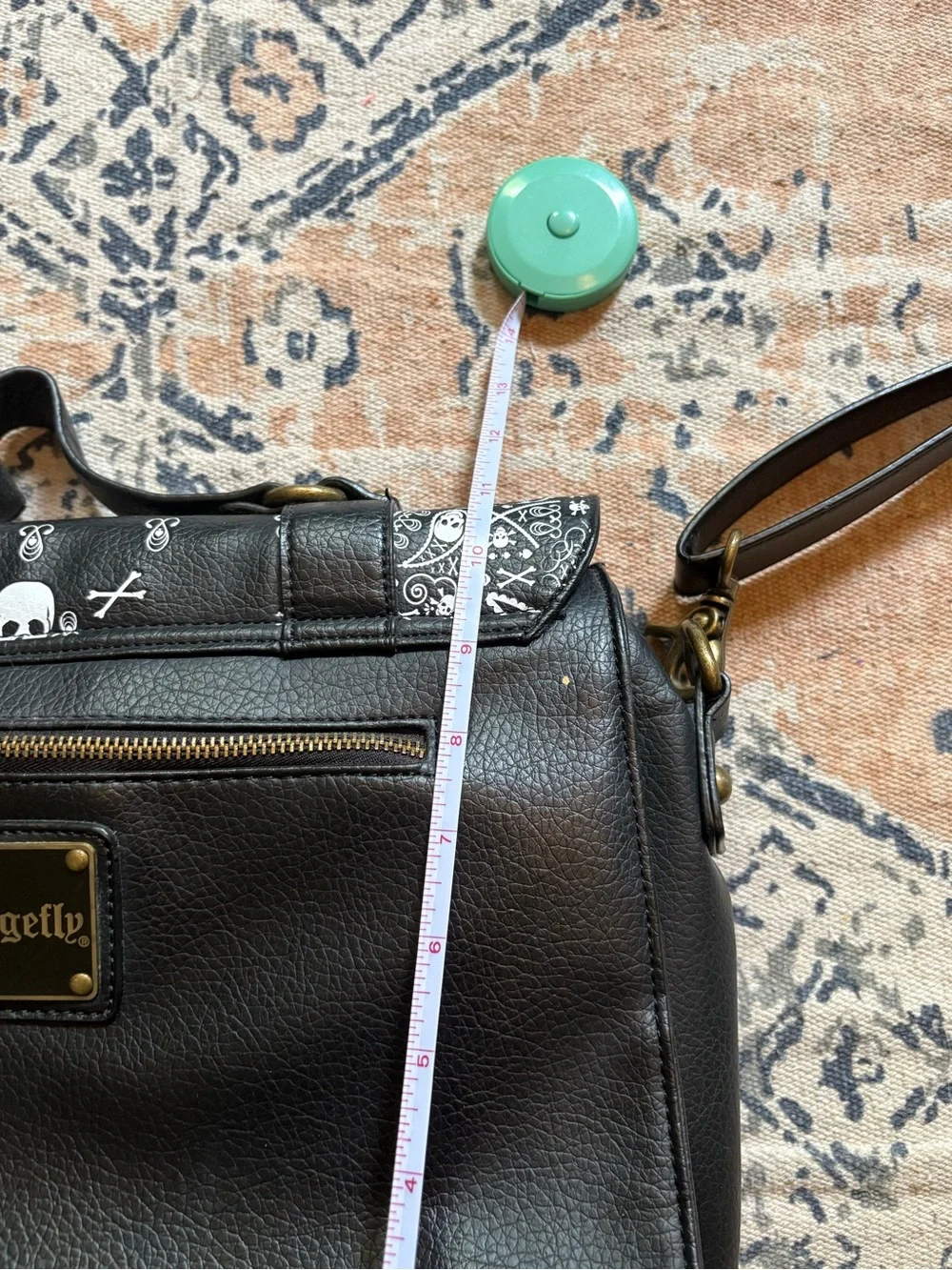 Loungefly Black Satchel with White Skull Bandana Print
